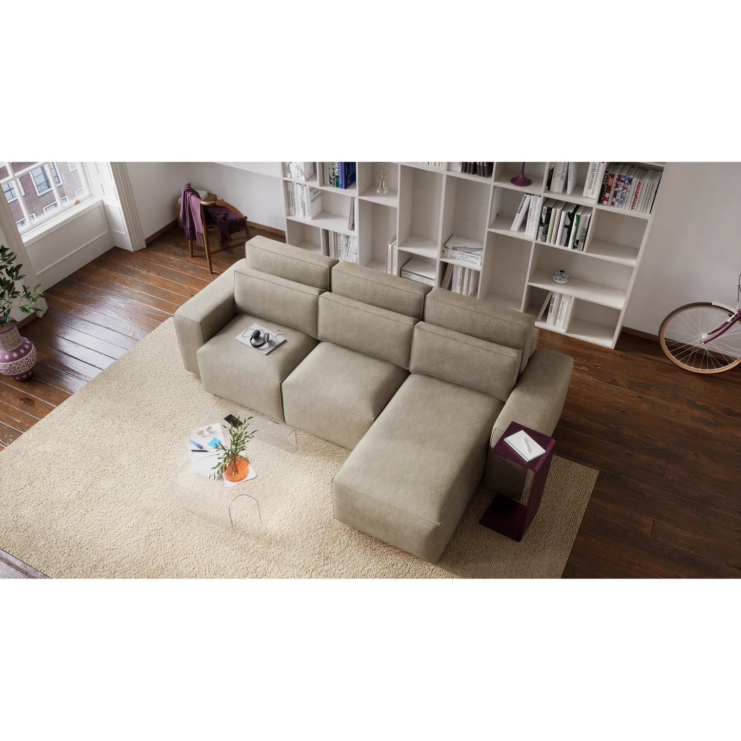 Universal Corner Sofa Bed JORDAAN - Cream