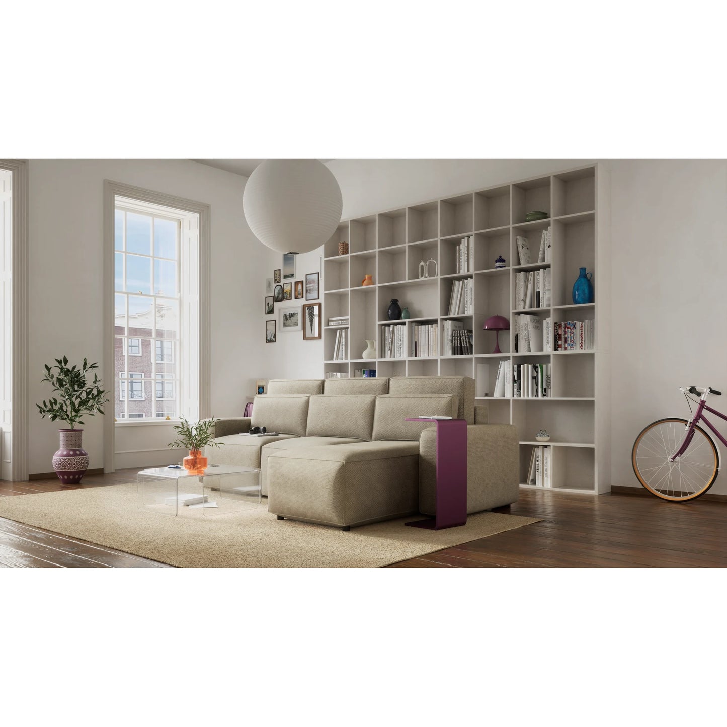 Universal Corner Sofa Bed JORDAAN - Cream