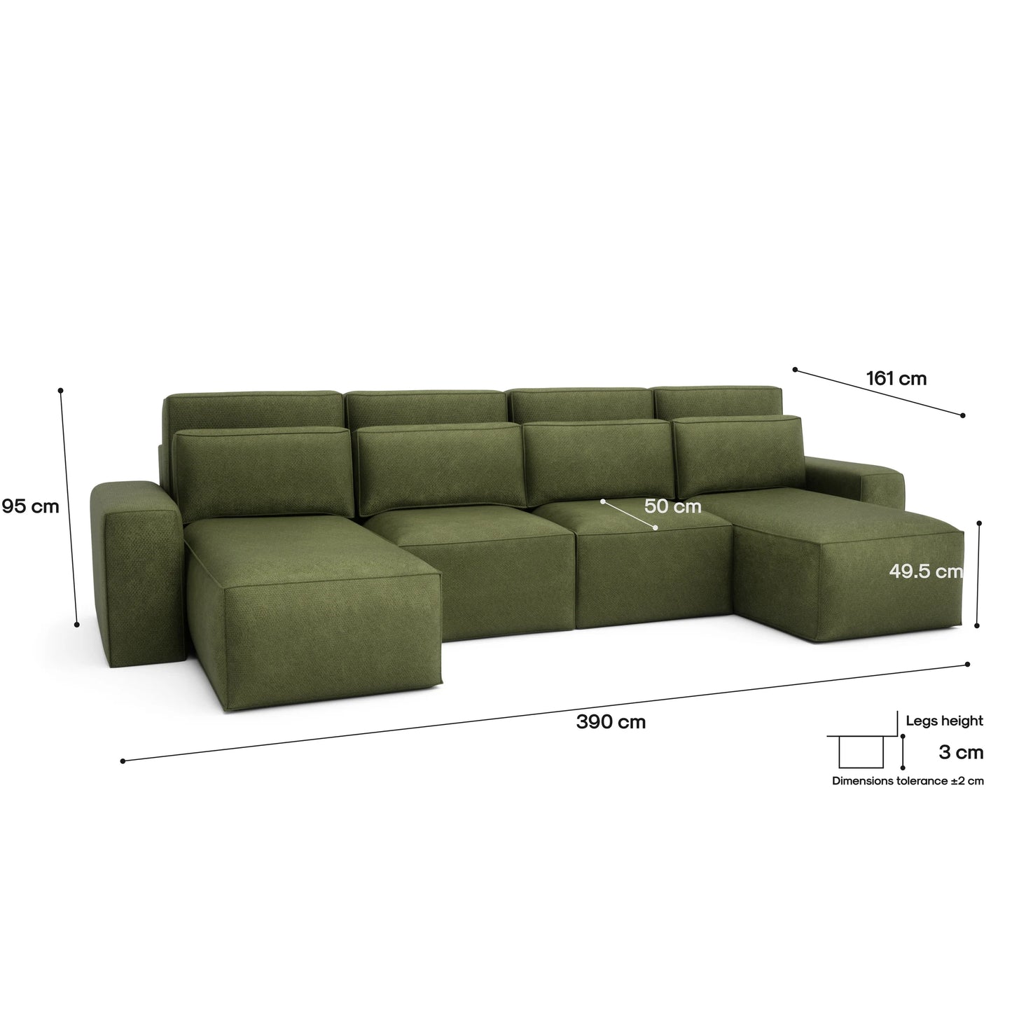 Corner Sofa Bed JORDAAN - U shape - Khaki