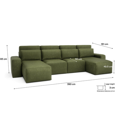Corner Sofa Bed JORDAAN - U shape - Khaki