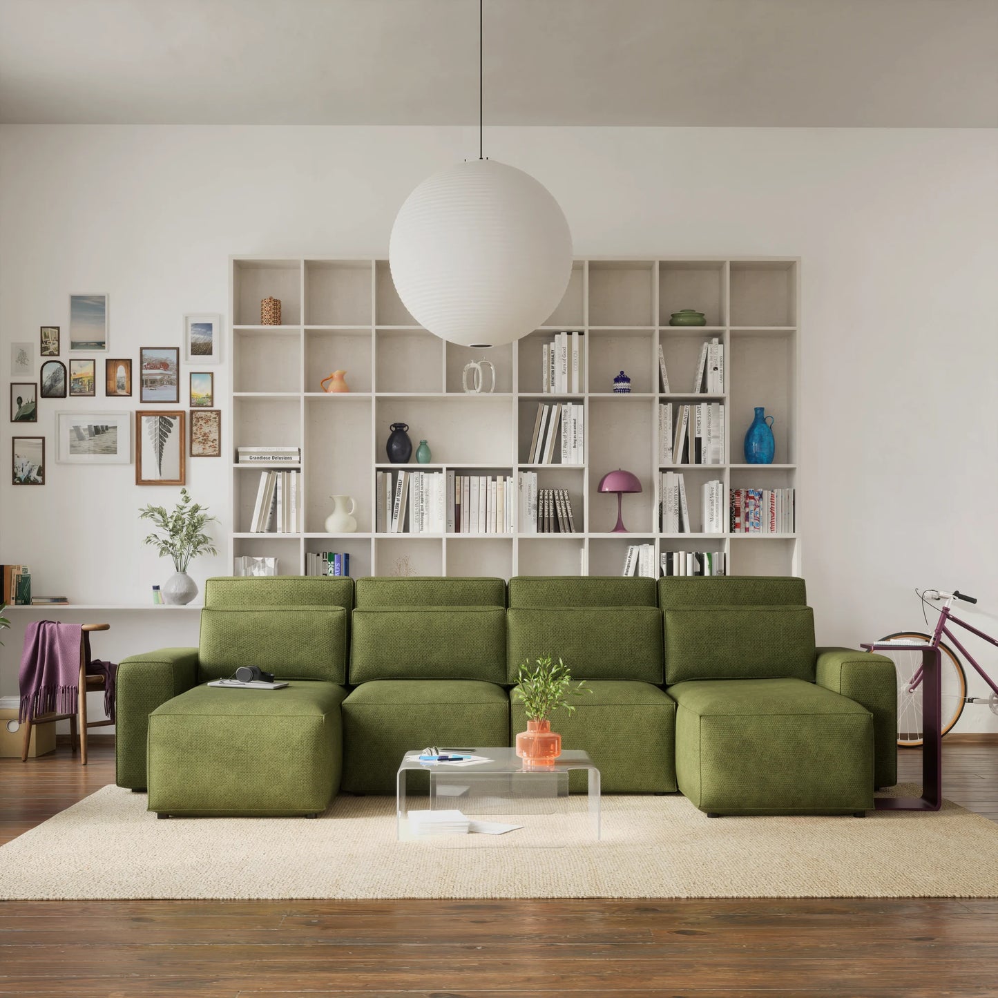 Corner Sofa Bed JORDAAN - U shape - Khaki