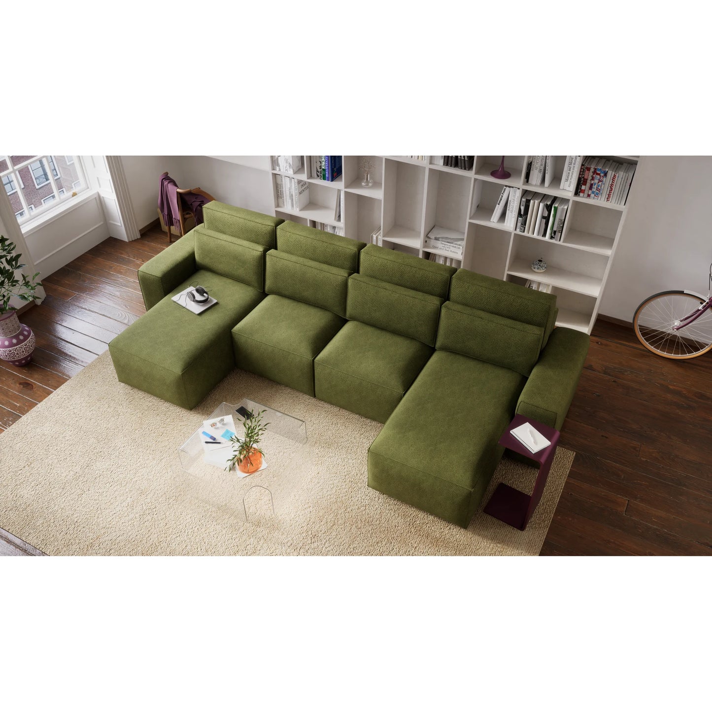 Corner Sofa Bed JORDAAN - U shape - Khaki