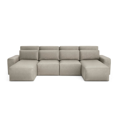 Corner Sofa Bed JORDAAN - U shape - Cream