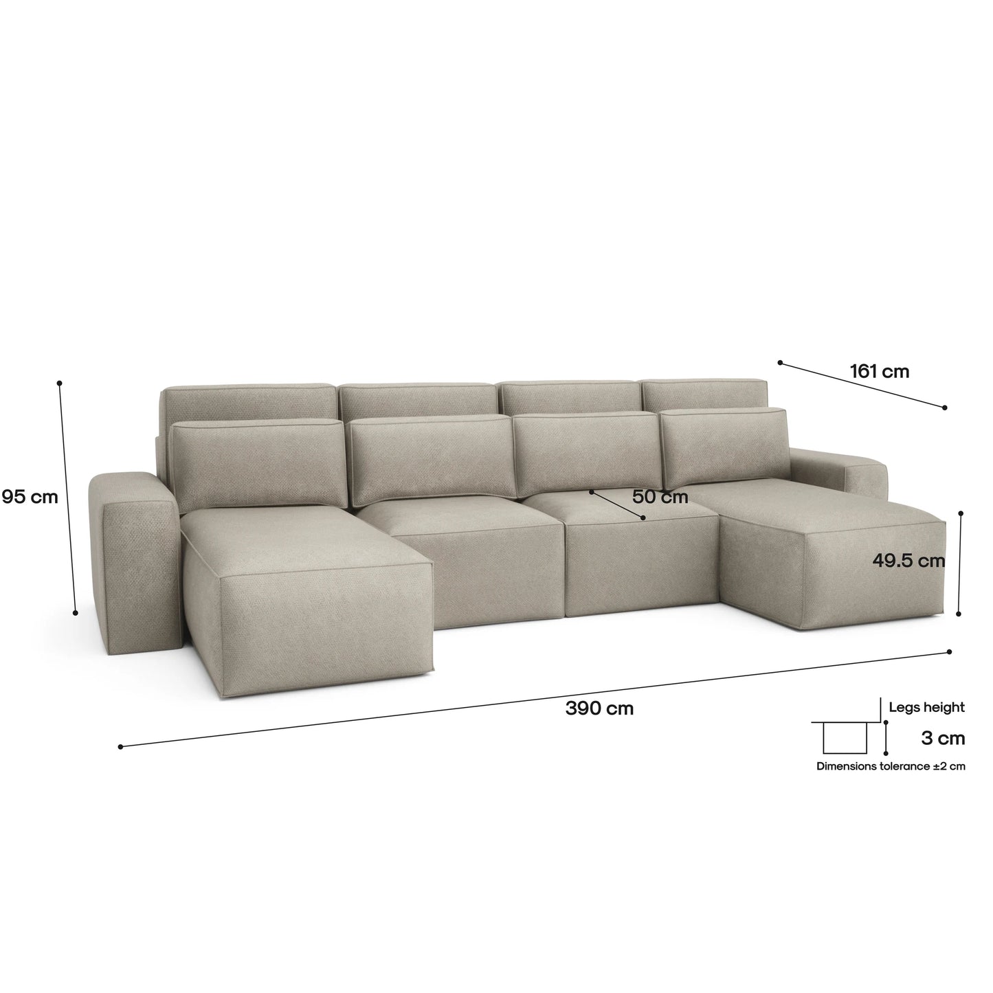 Corner Sofa Bed JORDAAN - U shape - Cream
