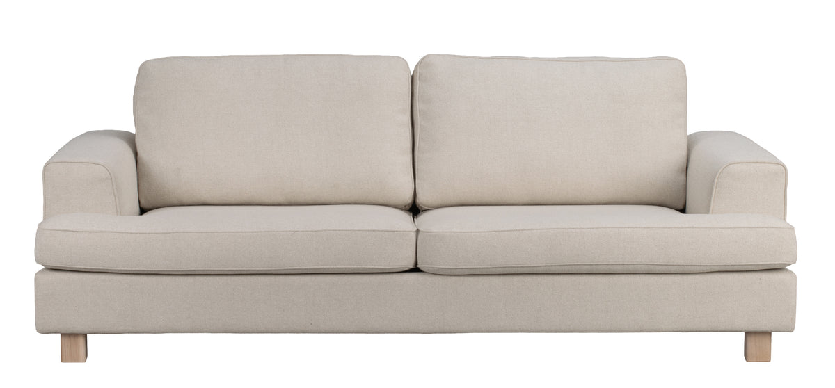 Aberdeen 3-Seater Sofa – Beige / Whitewash Oak