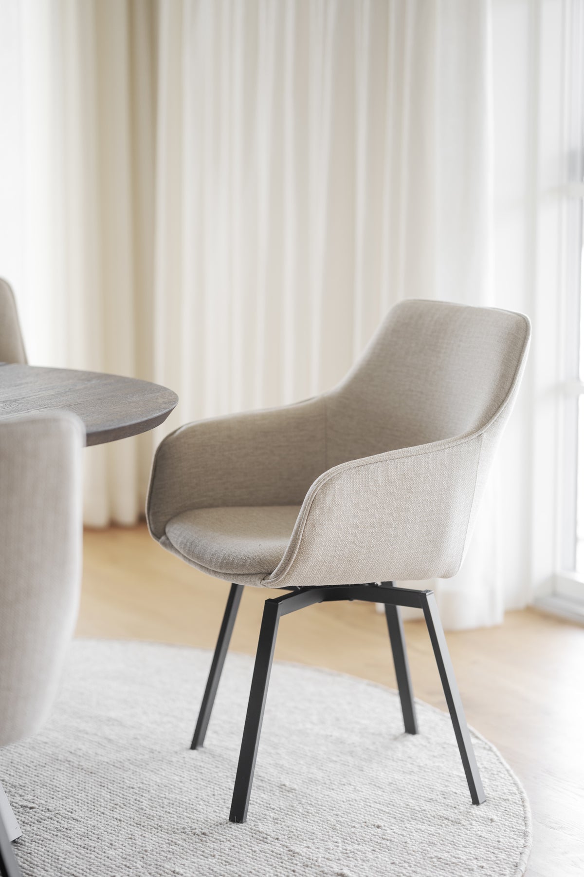 Alison Swivel Dining Armchair with Metal Legs (Set of 2) – room setting