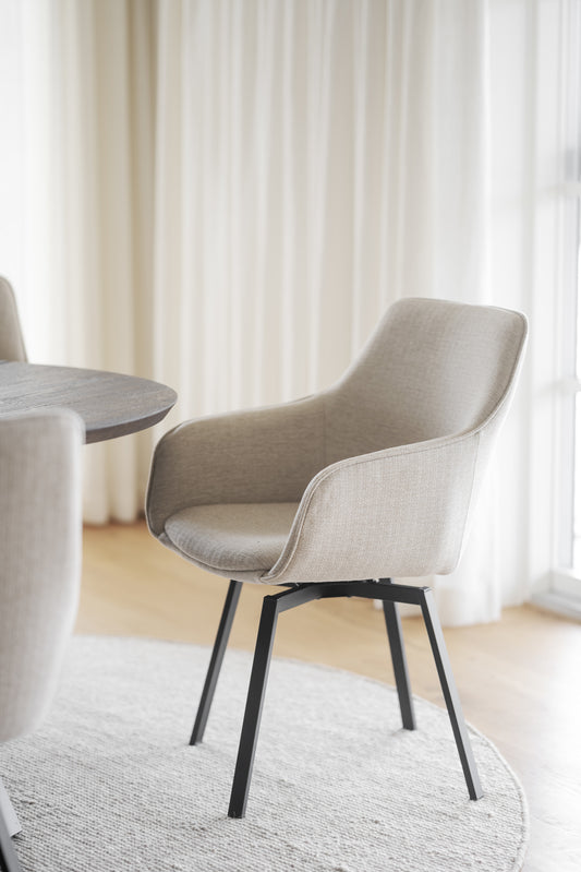 Alison Swivel Dining Armchair with Metal Legs (Set of 2) – room setting