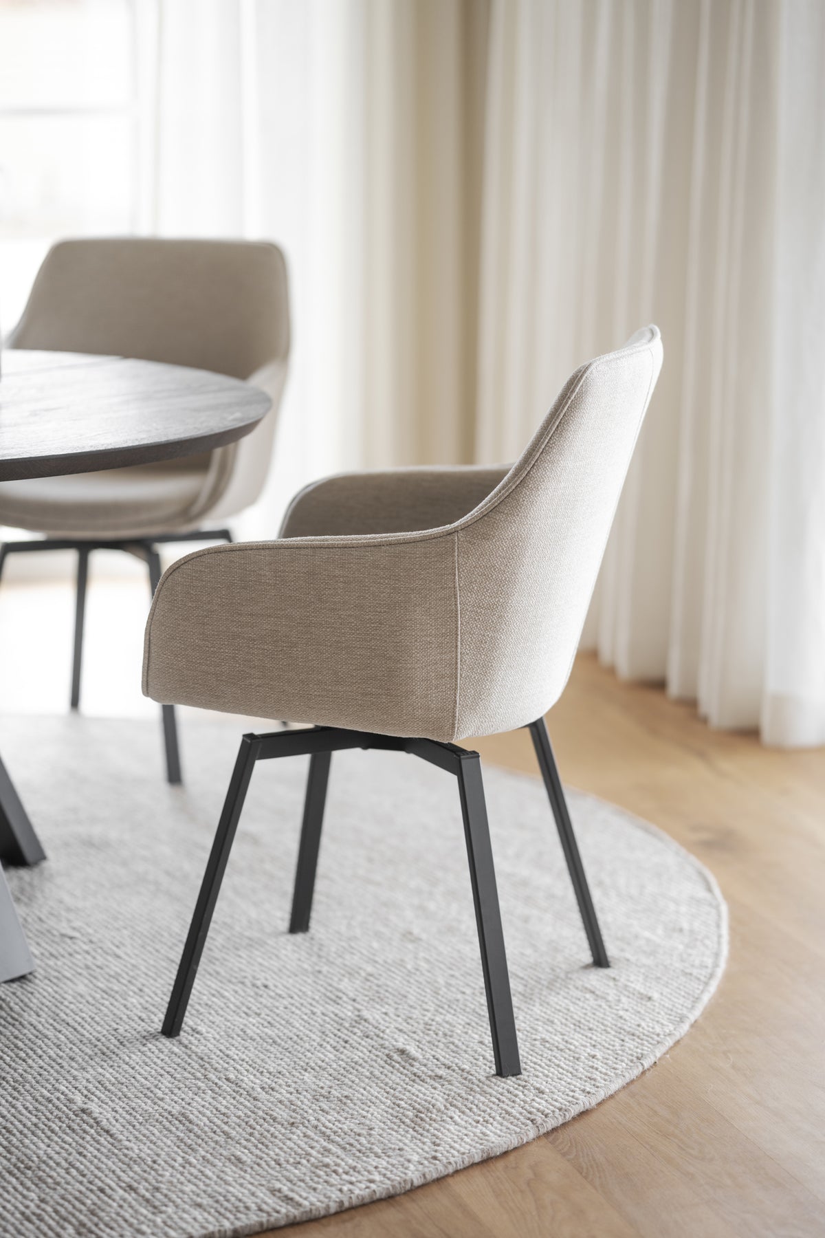 Alison Swivel Dining Armchair with Metal Legs (Set of 2)