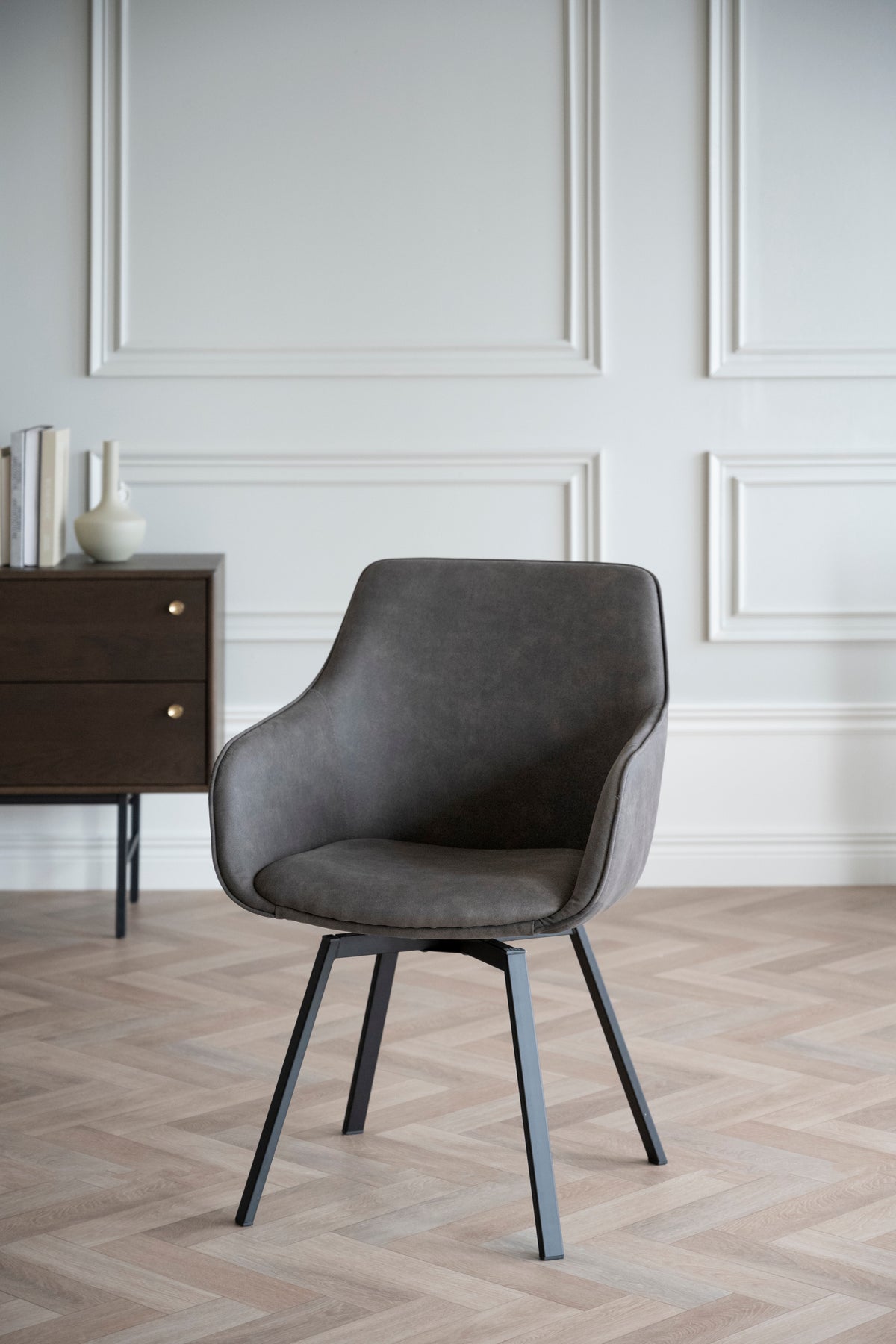Alison Swivel Dining Armchair with Metal Legs (Set of 2)