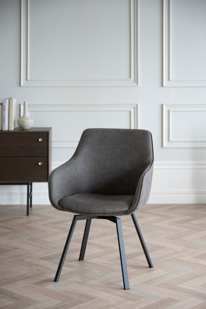Alison Swivel Dining Armchair with Metal Legs (Set of 2)