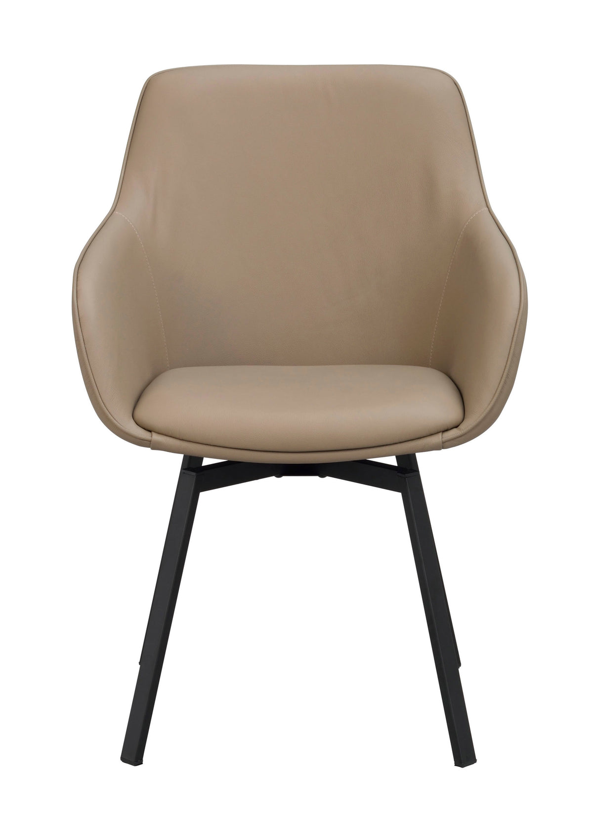 Alison Swivel Dining Armchair with Metal Legs (Set of 2) – Beige Leather / Black Metal