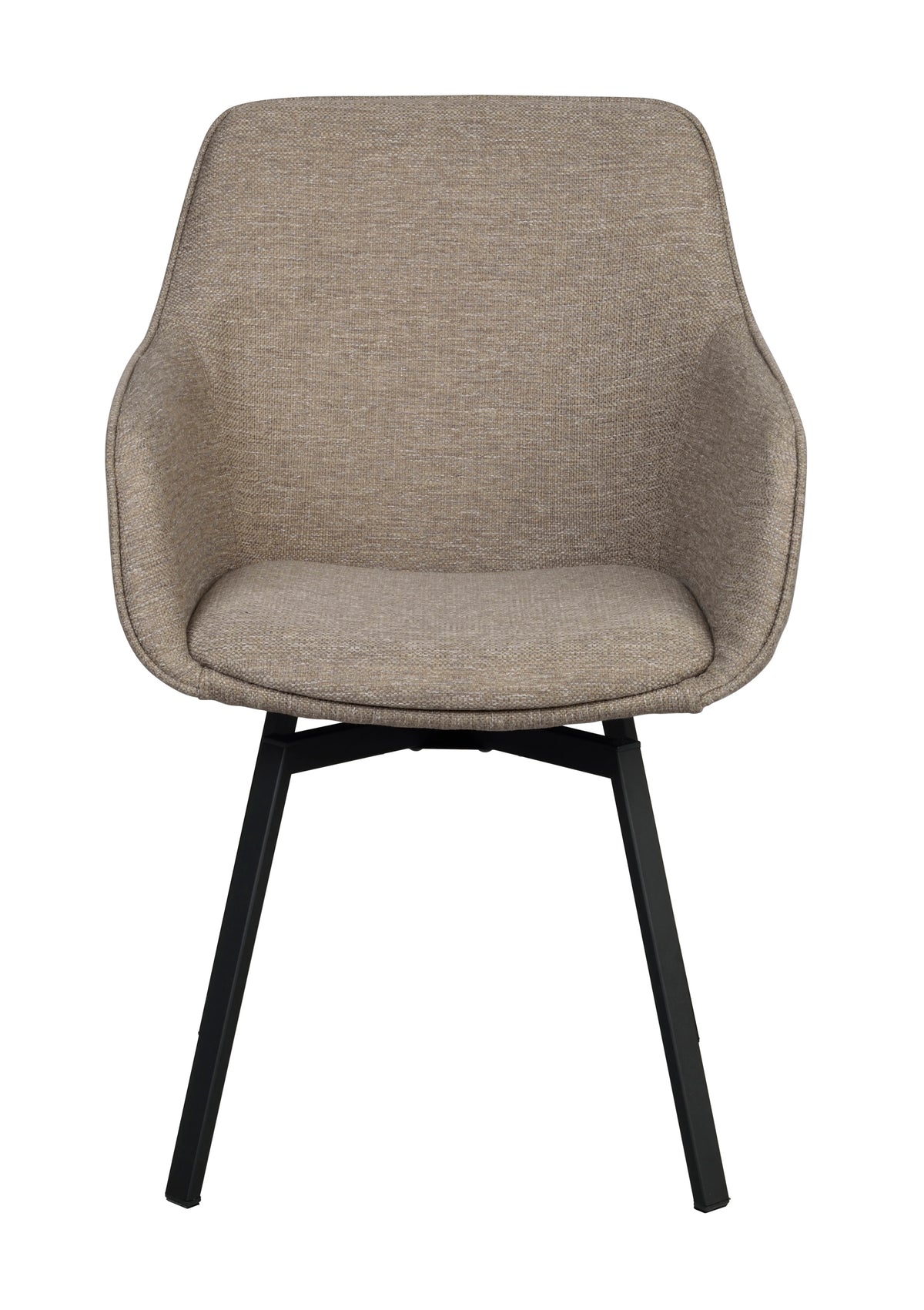Alison Swivel Dining Armchair with Metal Legs (Set of 2) – Dark Beige Fabric / Black Metal