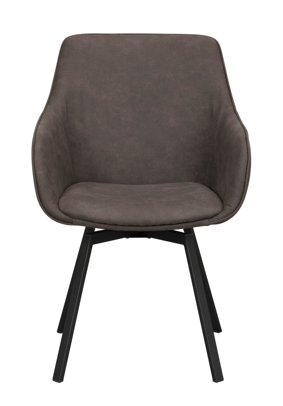 Alison Swivel Dining Armchair with Metal Legs (Set of 2) – Dark Grey Microfibre / Black Metal