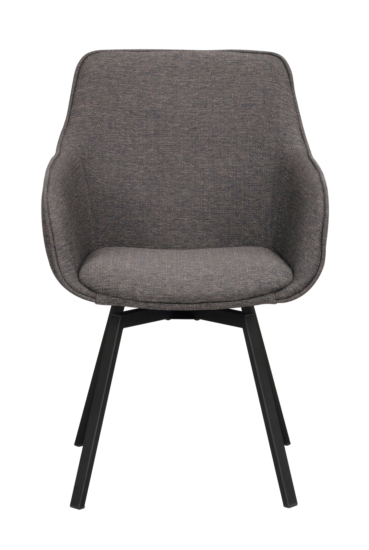 Alison Swivel Dining Armchair with Metal Legs (Set of 2) – Grey Fabric / Black Metal