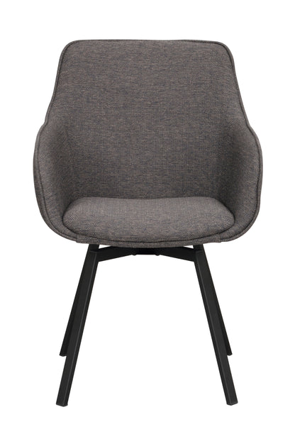 Alison Swivel Dining Armchair with Metal Legs (Set of 2) – Grey Fabric / Black Metal