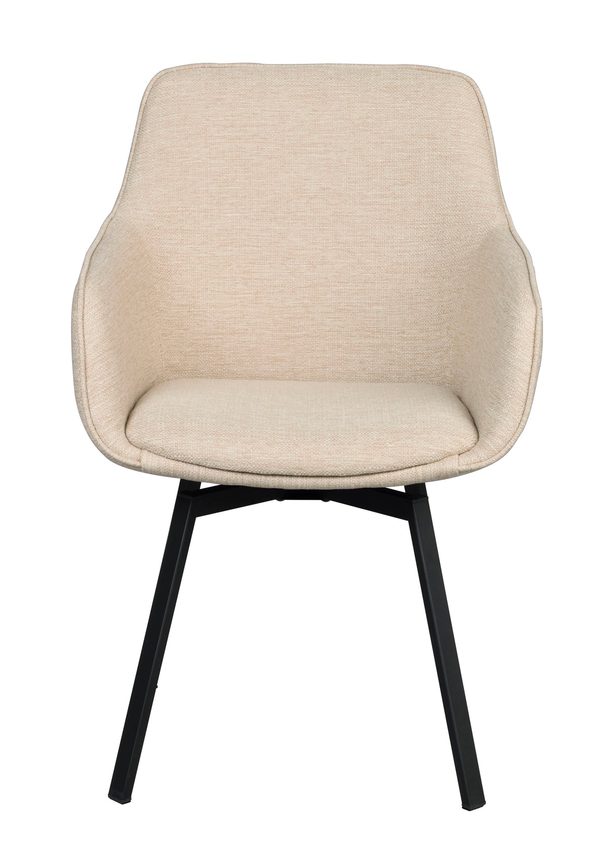 Alison Swivel Dining Armchair with Metal Legs (Set of 2) – Light Beige Fabric / Black Metal
