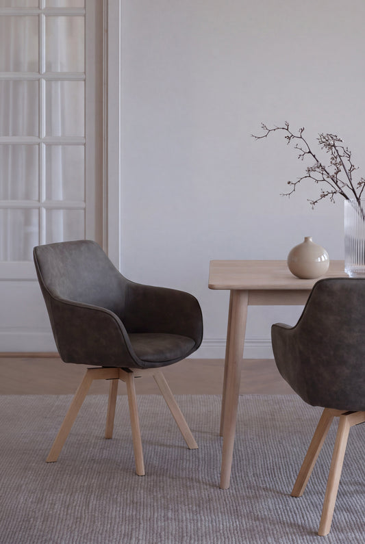 Alison Swivel Dining Armchair with Oak Legs (Set of 2) – room setting