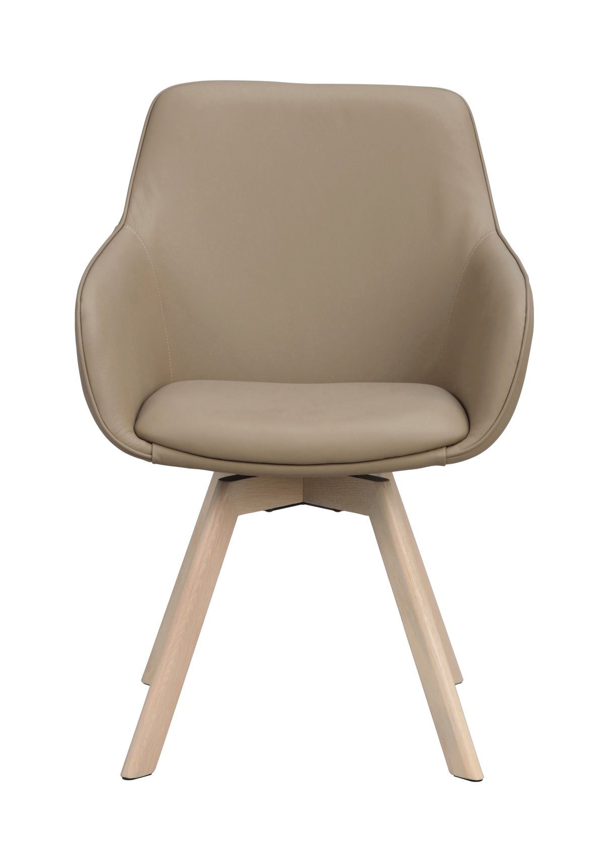 Alison Swivel Dining Armchair with Oak Legs (Set of 2) – Beige Leather / Whitewash Oak