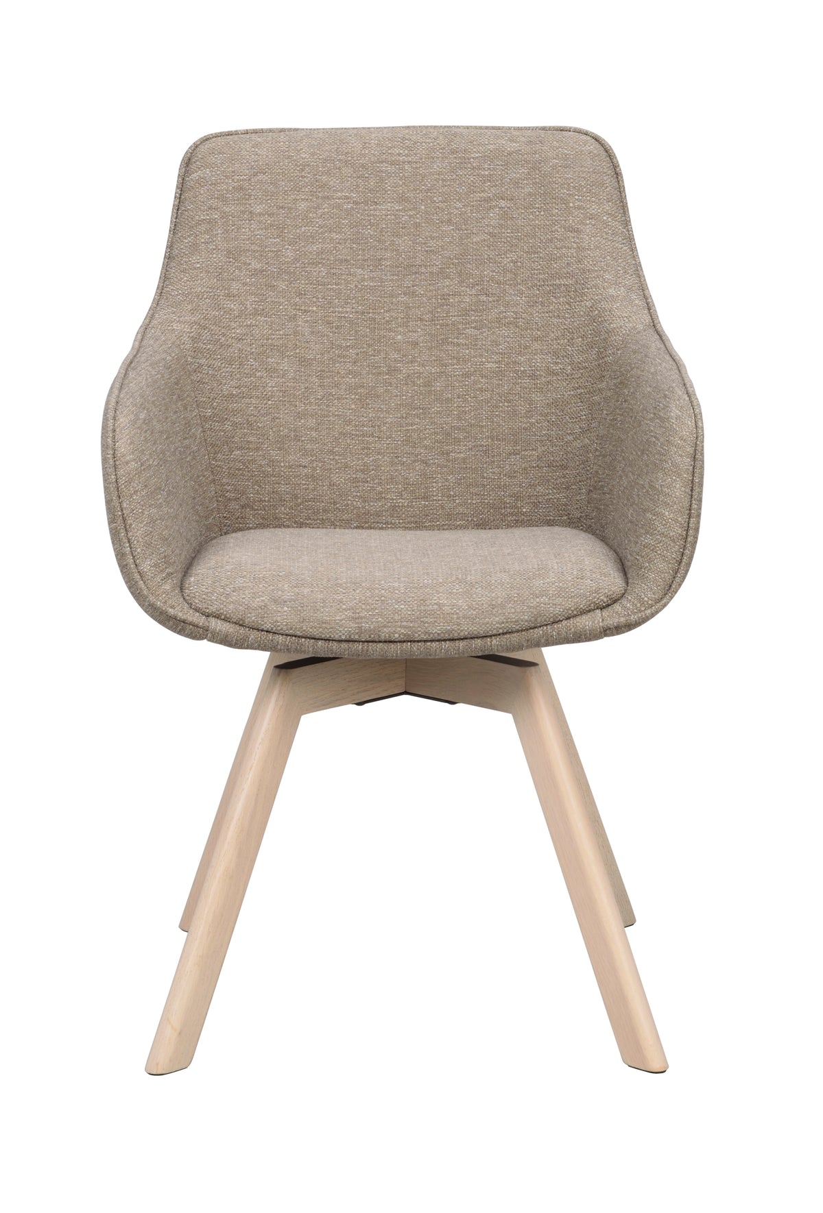 Alison Swivel Dining Armchair with Oak Legs (Set of 2) – Dark Beige Fabric / Whitewash Oak