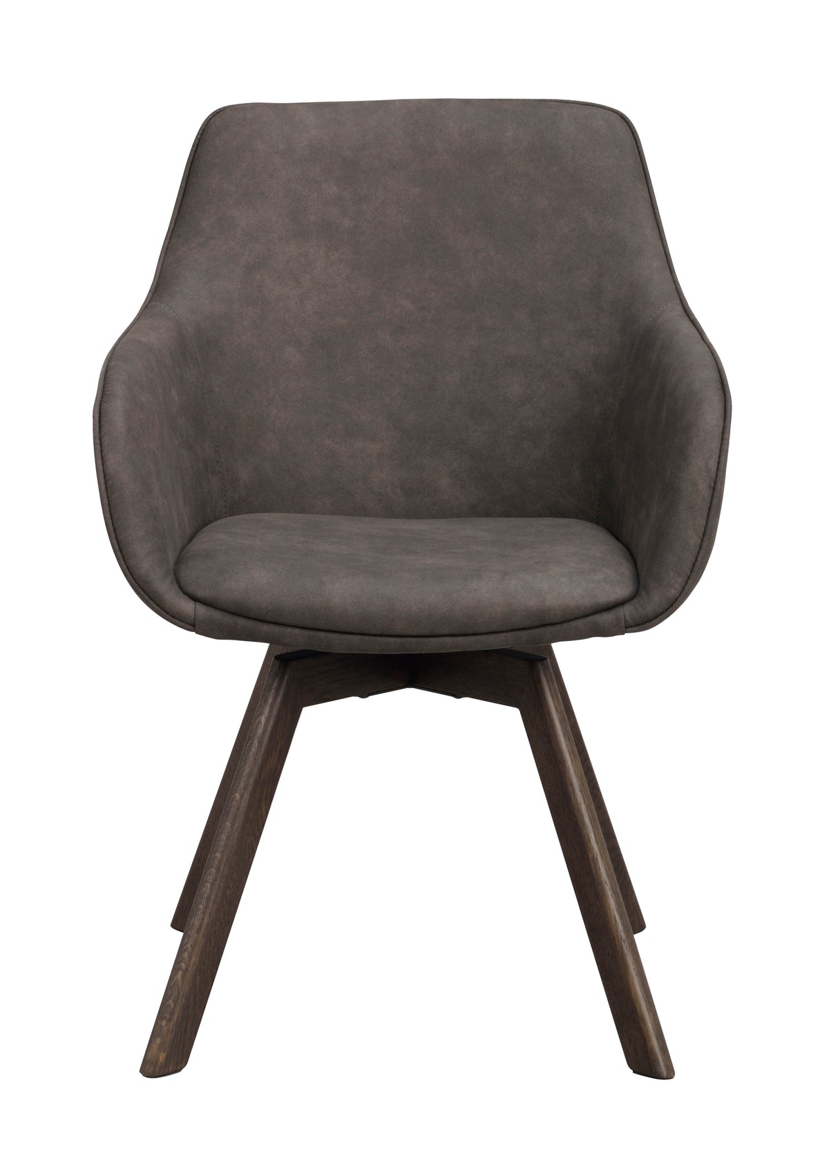 Alison Swivel Dining Armchair with Oak Legs (Set of 2) – Dark Grey Microfibre / Brown Oak