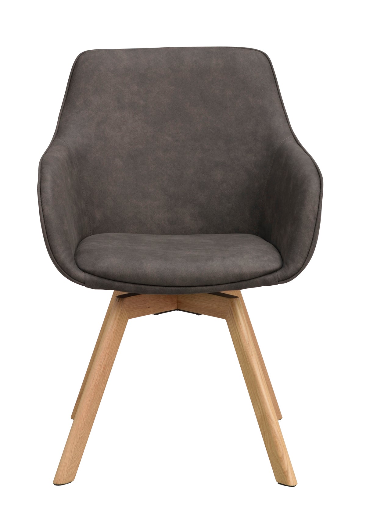 Alison Swivel Dining Armchair with Oak Legs (Set of 2) – Dark Grey Microfibre / Oak