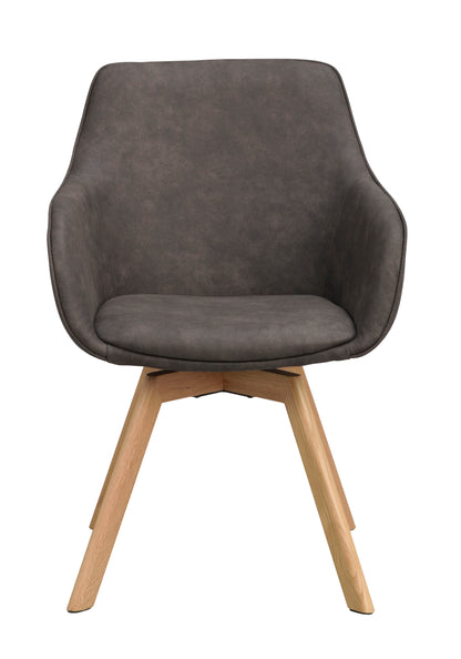 Alison Swivel Dining Armchair with Oak Legs (Set of 2) – Dark Grey Microfibre / Oak