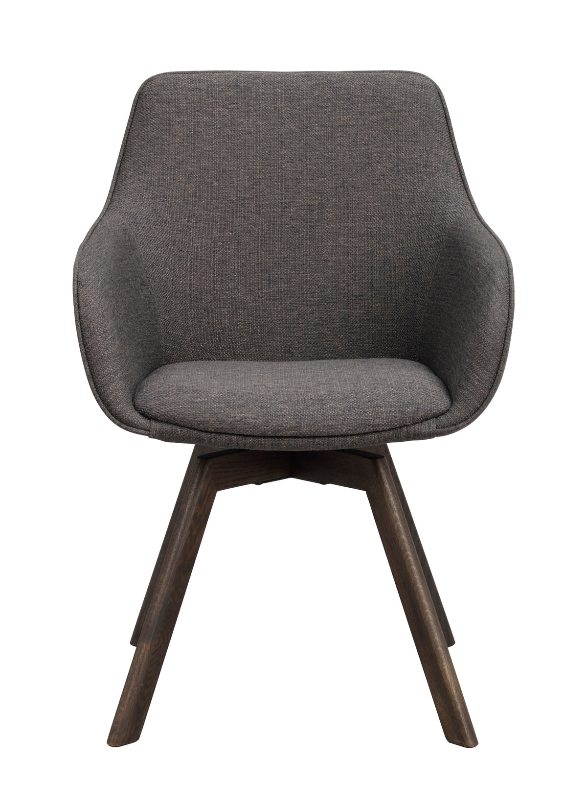 Alison Swivel Dining Armchair with Oak Legs (Set of 2) – Grey Fabric / Brown Oak