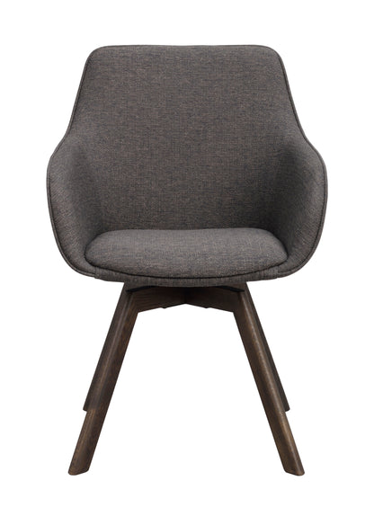 Alison Swivel Dining Armchair with Oak Legs (Set of 2) – Grey Fabric / Brown Oak