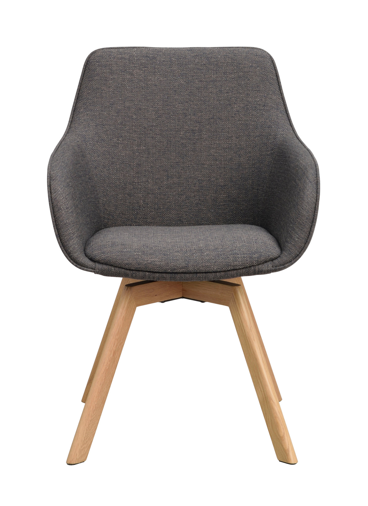 Alison Swivel Dining Armchair with Oak Legs (Set of 2) – Grey Fabric / Oak