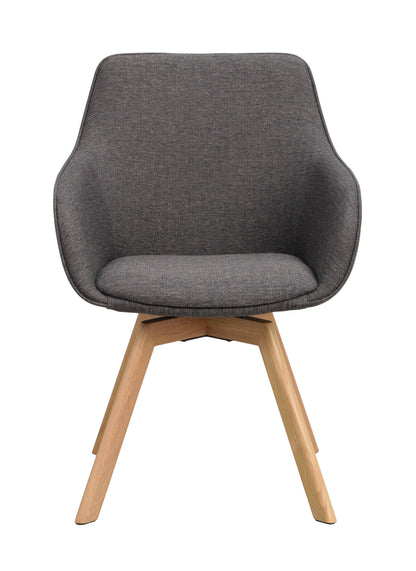 Alison Swivel Dining Armchair with Oak Legs (Set of 2) – Grey Fabric / Oak