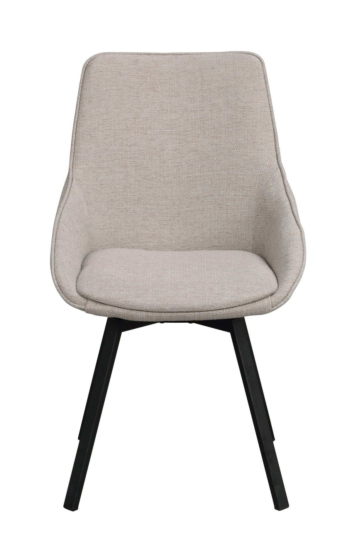 Alison Swivel Dining Chair with Metal Legs (Set of 2) – Beige Fabric / Black Metal