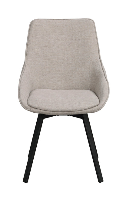 Alison Swivel Dining Chair with Metal Legs (Set of 2) – Beige Fabric / Black Metal