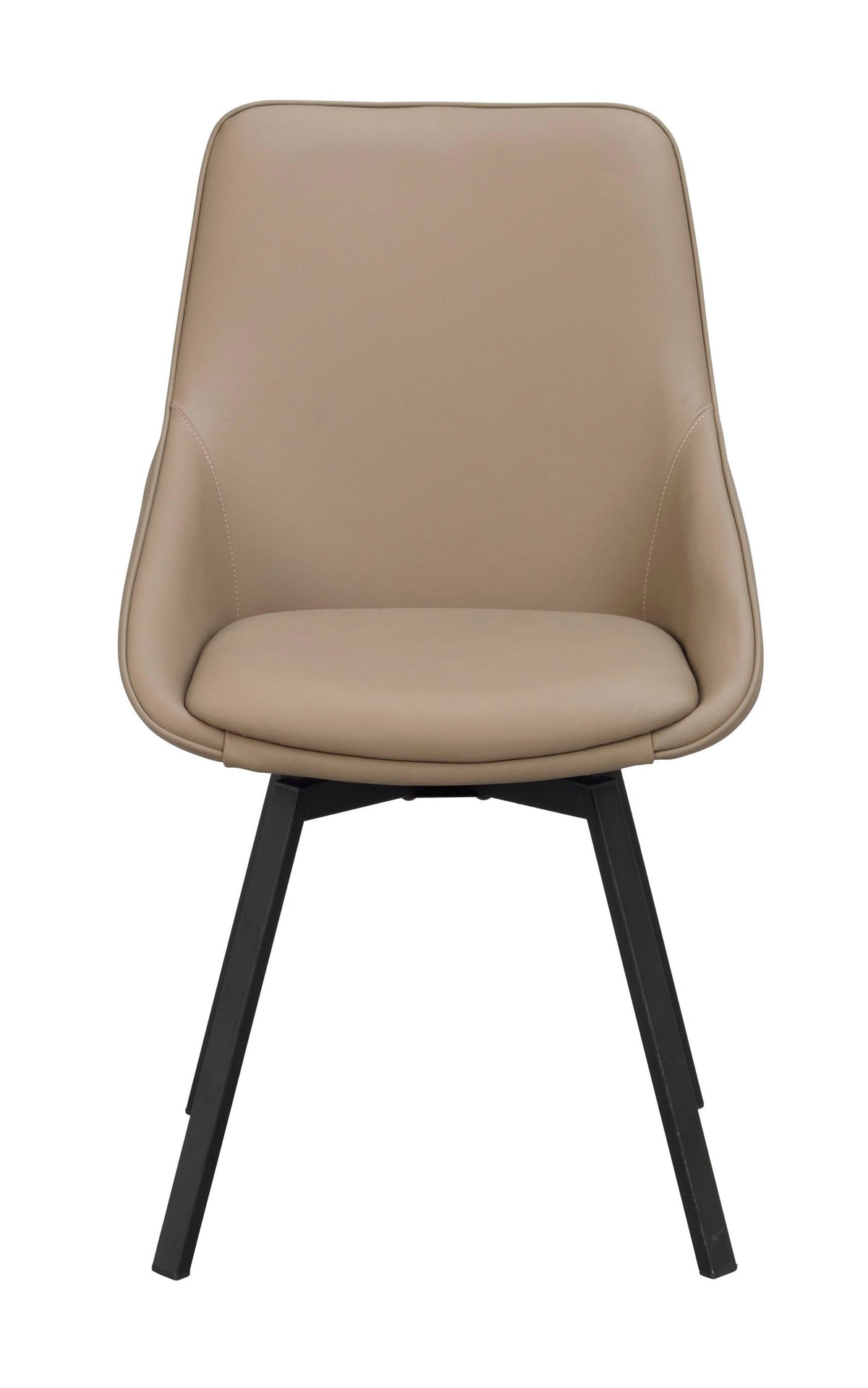 Alison Swivel Dining Chair with Metal Legs (Set of 2) – Beige Leather / Black Metal