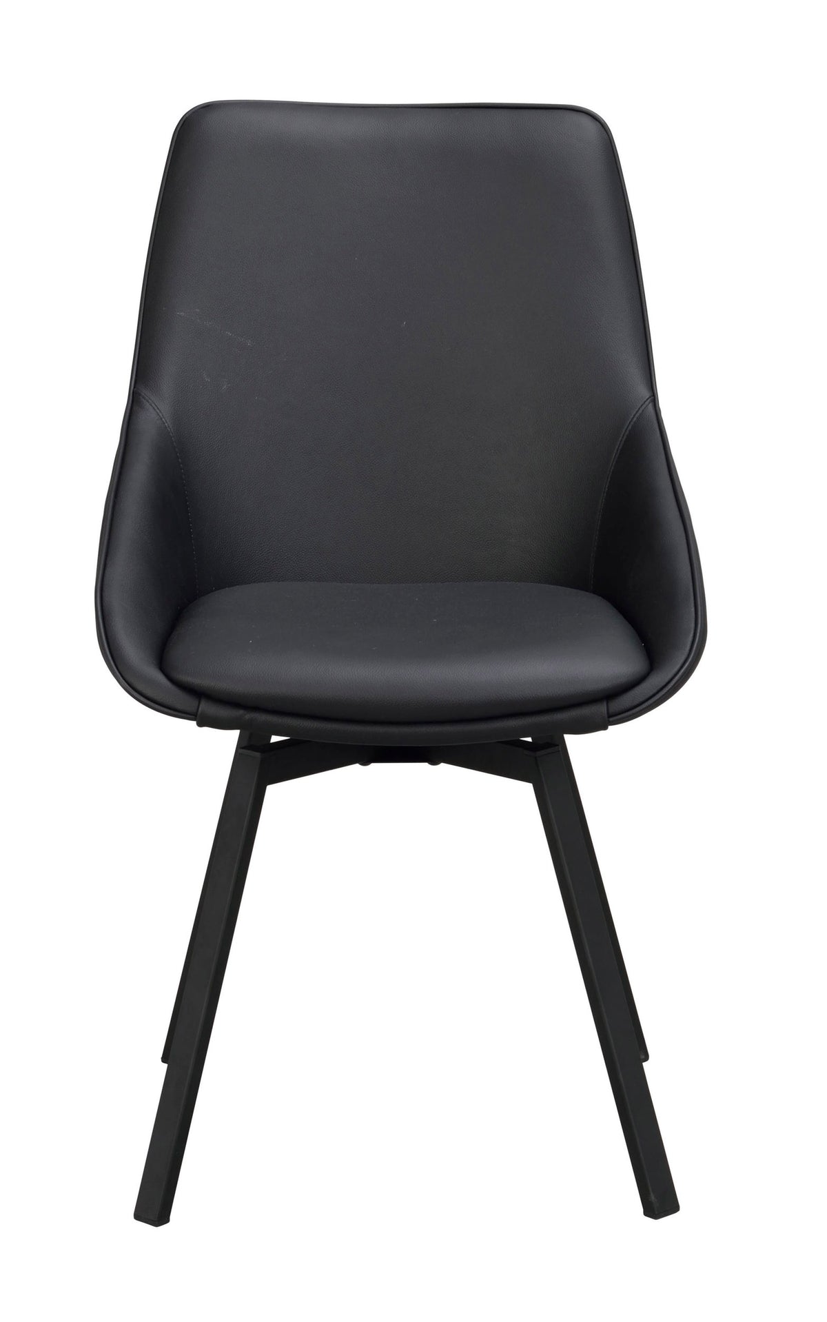 Alison Swivel Dining Chair with Metal Legs (Set of 2) – Black Leather / Black Metal
