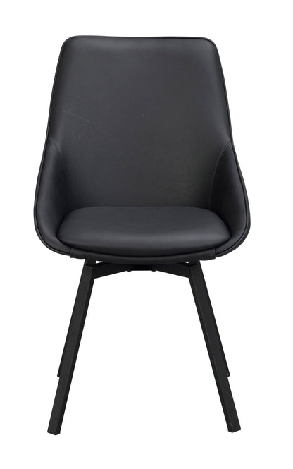 Alison Swivel Dining Chair with Metal Legs (Set of 2) – Black Leather / Black Metal