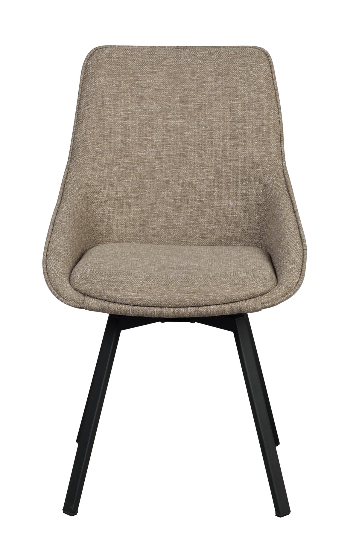 Alison Swivel Dining Chair with Metal Legs (Set of 2) – Dark Beige Fabric / Black Metal