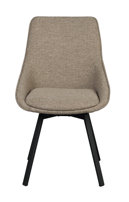 Alison Swivel Dining Chair with Metal Legs (Set of 2) – Dark Beige Fabric / Black Metal