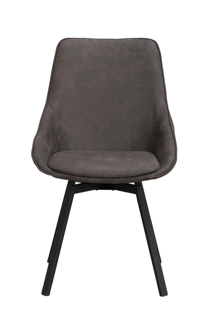 Alison Swivel Dining Chair with Metal Legs (Set of 2) – Dark Grey Microfibre / Black Metal