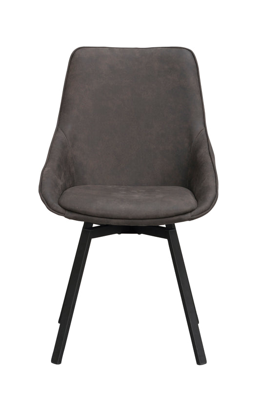 Alison Swivel Dining Chair with Metal Legs (Set of 2) – Dark Grey Microfibre / Black Metal