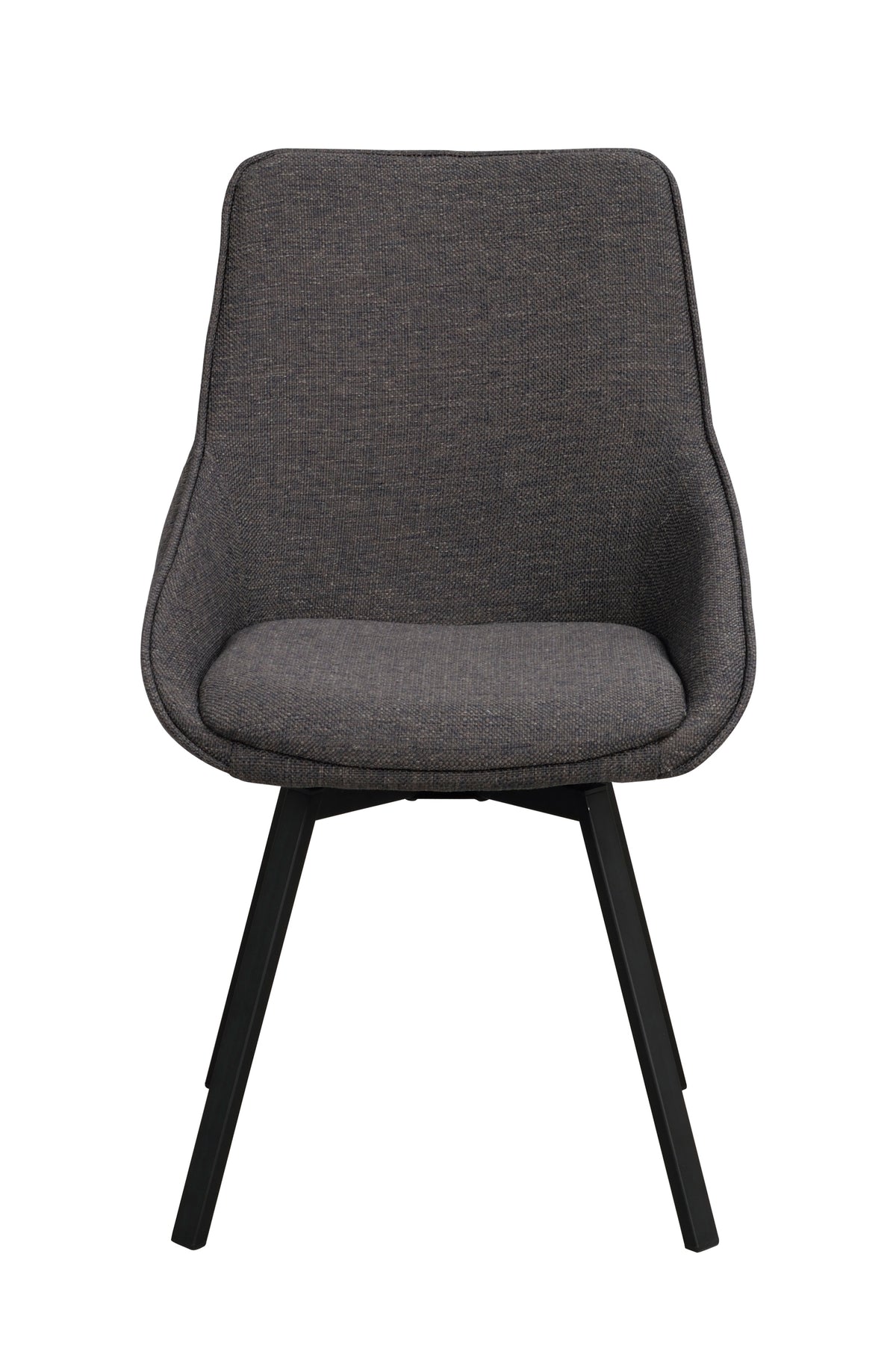 Alison Swivel Dining Chair with Metal Legs (Set of 2) – Grey Fabric / Black Metal