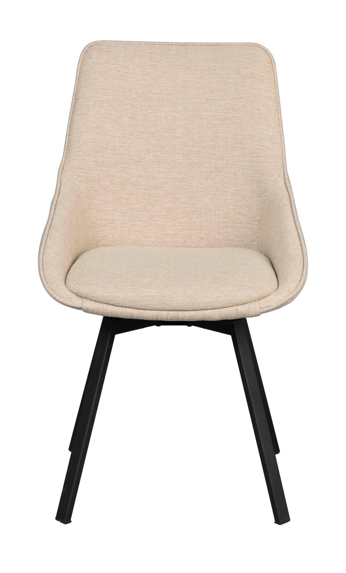 Alison Swivel Dining Chair with Metal Legs (Set of 2) – Light Beige Fabric / Black Metal