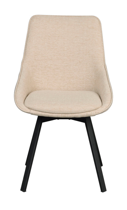 Alison Swivel Dining Chair with Metal Legs (Set of 2) – Light Beige Fabric / Black Metal