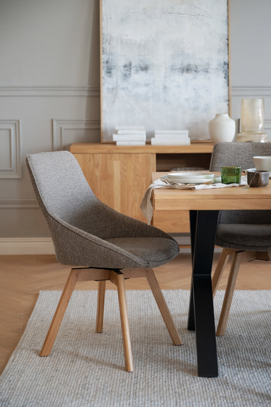 Alison Swivel Dining Chair with Oak Legs (Set of 2) – room setting