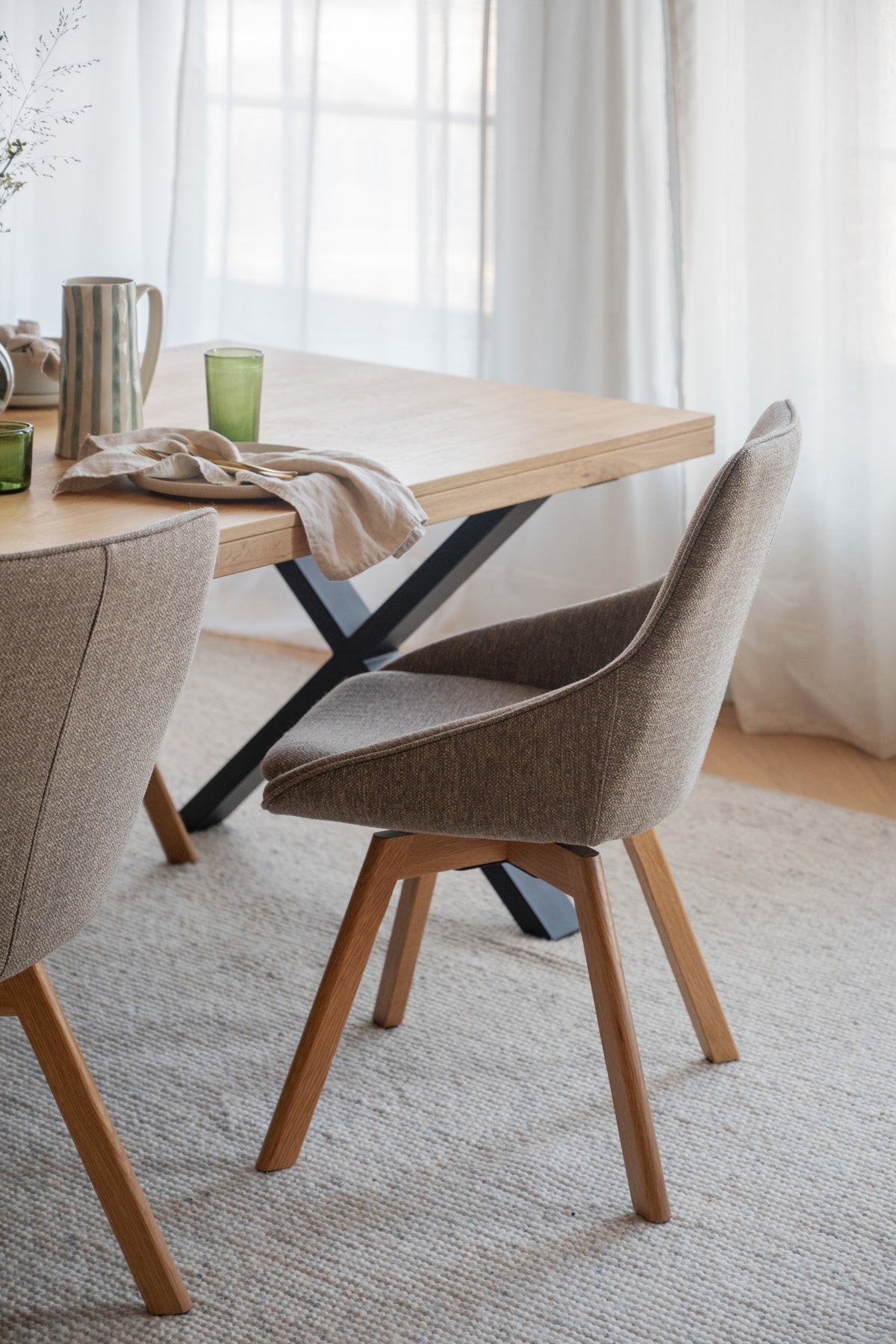 Alison Swivel Dining Chair with Oak Legs (Set of 2)