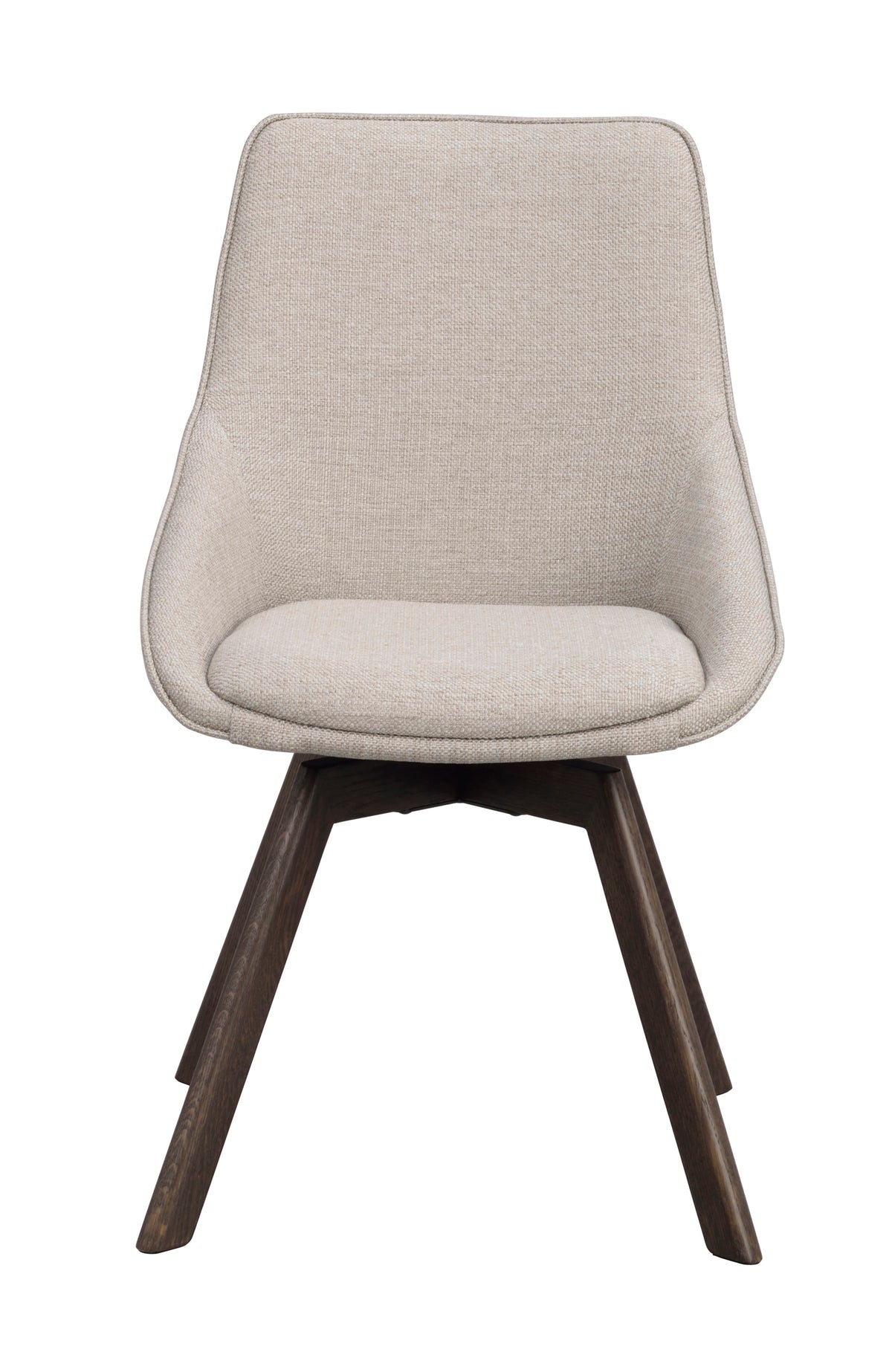 Alison Swivel Dining Chair with Oak Legs (Set of 2) – Beige Fabric / Brown Oak