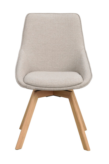 Alison Swivel Dining Chair with Oak Legs (Set of 2) – Beige Fabric / Oak