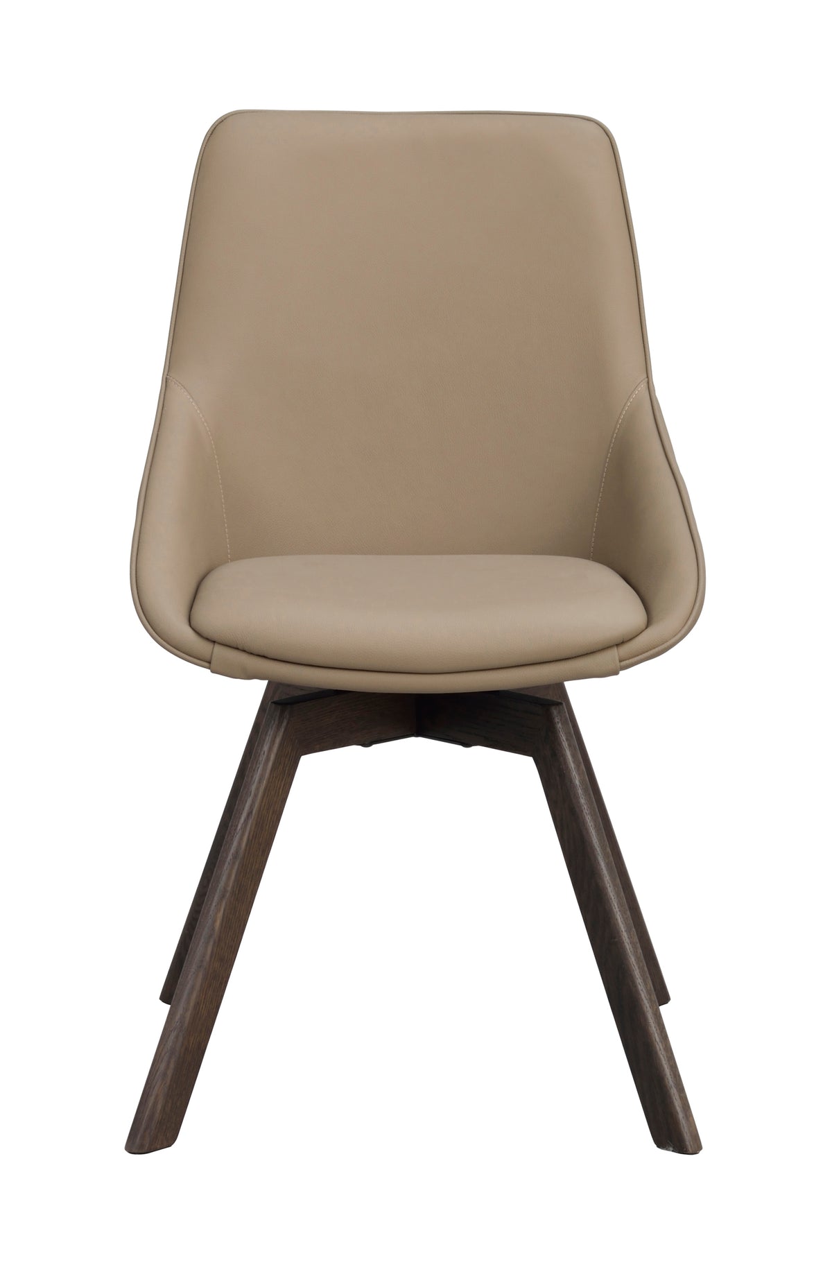 Alison Swivel Dining Chair with Oak Legs (Set of 2) – Beige Leather / Brown Oak