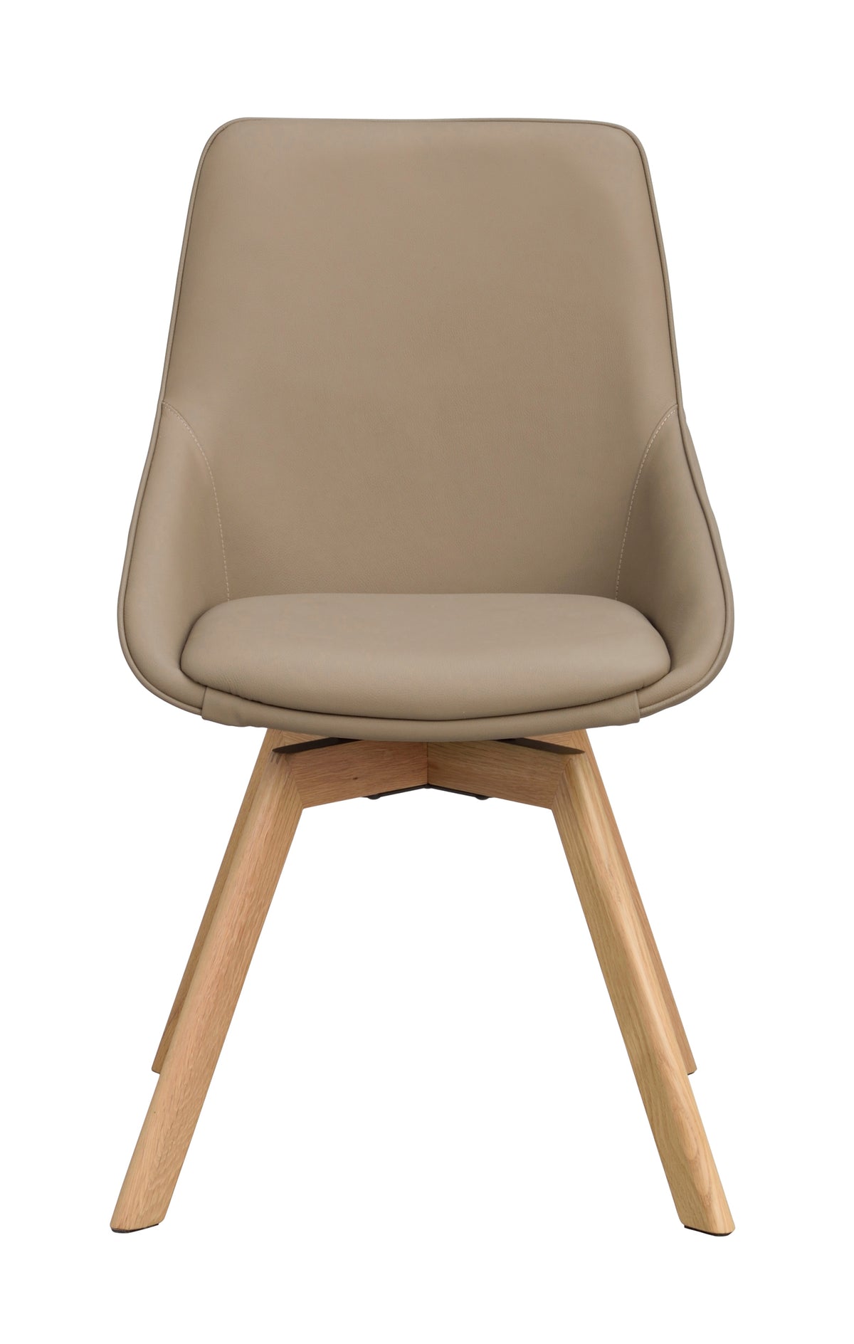 Alison Swivel Dining Chair with Oak Legs (Set of 2) – Beige Leather / Oak