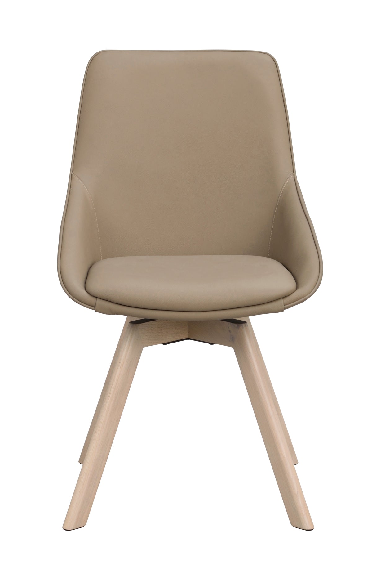 Alison Swivel Dining Chair with Oak Legs (Set of 2) – Beige Leather / Whitewash Oak