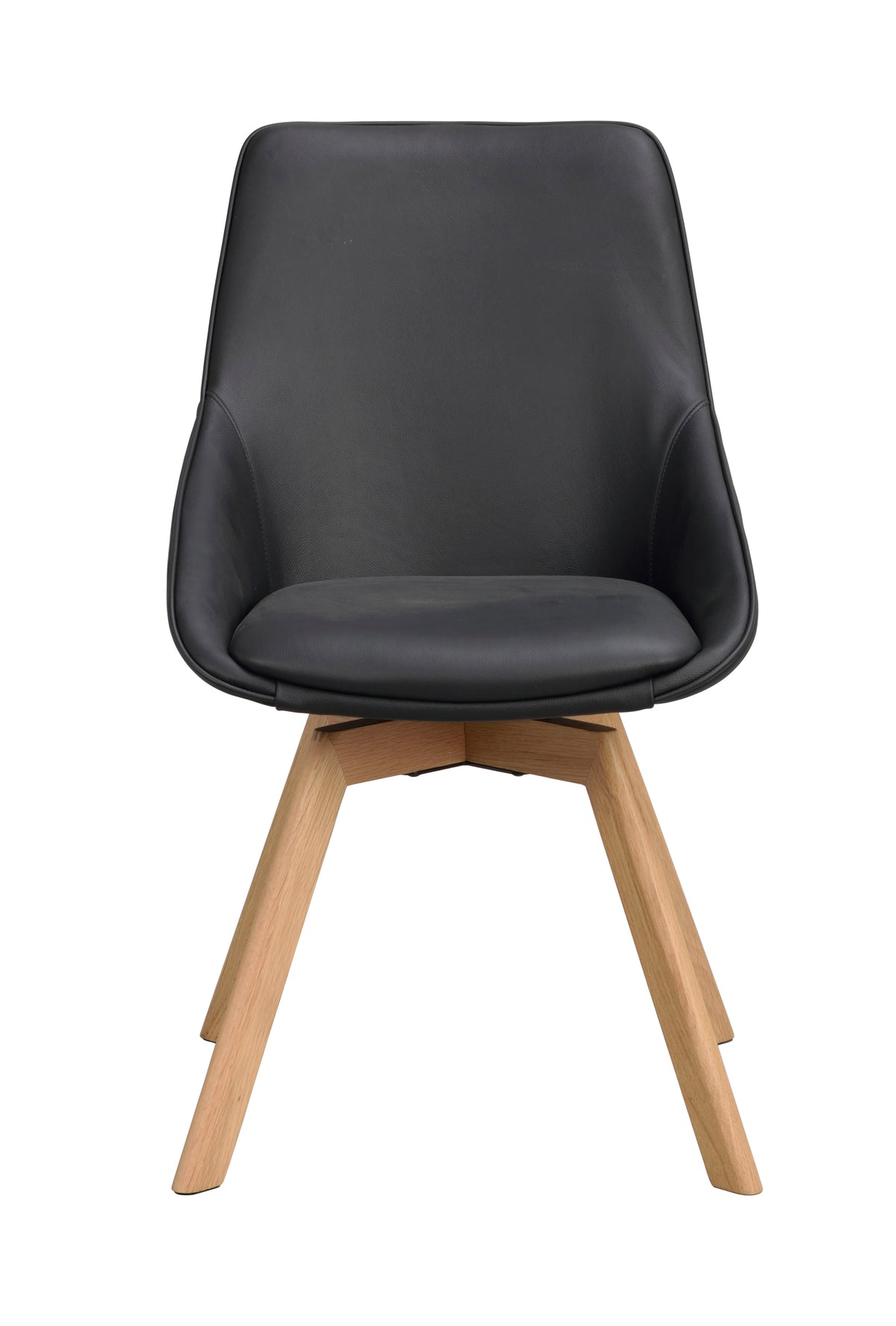 Alison Swivel Dining Chair with Oak Legs (Set of 2) – Black Leather / Oak